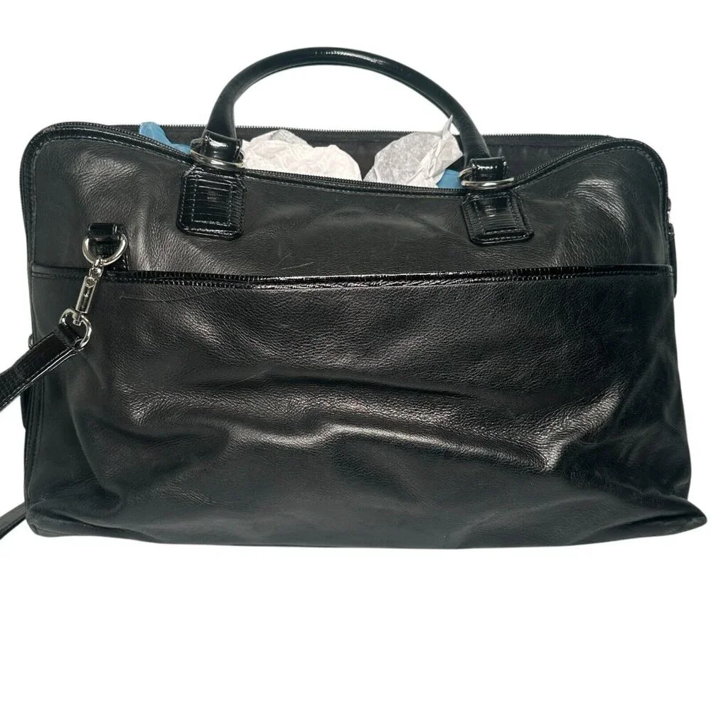 LEVENGER Leather Black Messenger Bag Briefcase Laptop